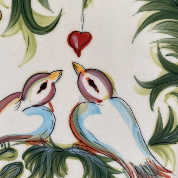 GAIL PITTMAN CHRISTMAS TRIMMINGS SQUARE SALAD PLATE - Two Turtle Doves!! - Picture 2 of 9